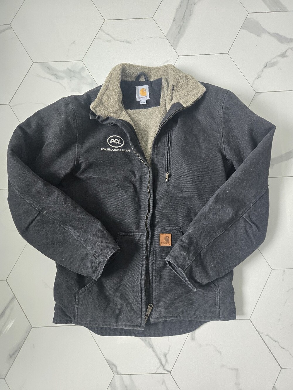 Carhartt Black Sherpa-Lined Work Jacket Mens Small